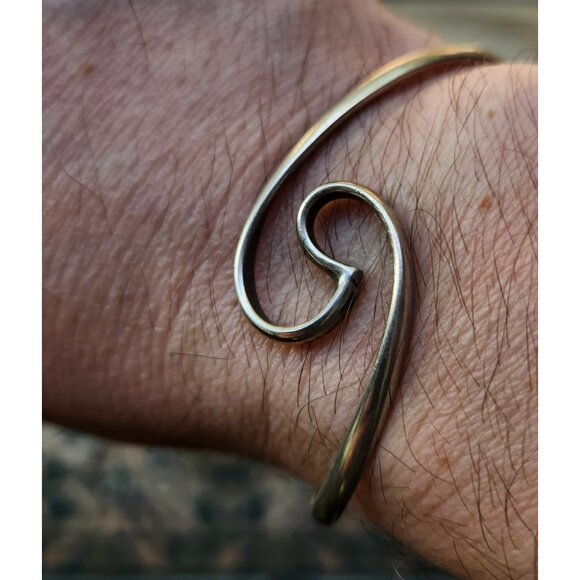 Kari Sterling Silver Freeform Wave Cuff Bangle Bracelet Adjustable Artisan Sign - Picture 1 of 5